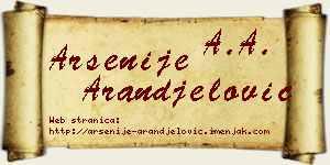 Arsenije Aranđelović vizit kartica